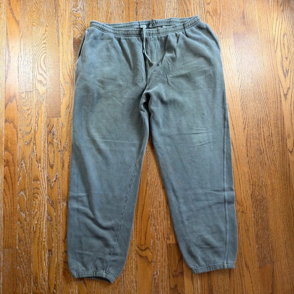 Vintage Daggers Sweatpants Mens Large Olive Green Faded Fleece Joggers Y2K